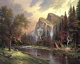Thomas Kinkade Canvas Paintings - Mountains Declare his Glory